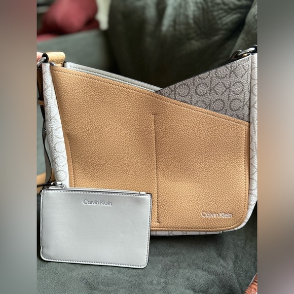 Calvin Klein Tan and Gray Crossbody Bag with Pouch - Picture 2 of 8